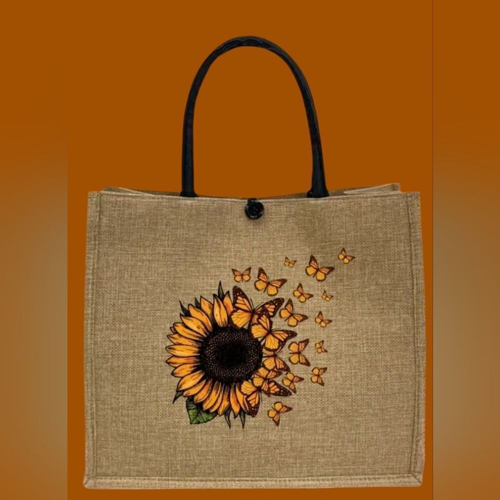Elegant Sunflower and Butterfly Tote Bag